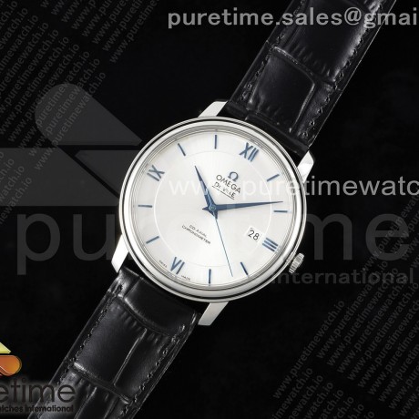 TWS공장 오메가 드 빌 스틸 화이트다이얼 블루인덱스 가죽스트랩 De Ville SS TWF 1:1 Best Edition Silver Dial Blue Markers on Black Leather Strap MIYOTA 9015