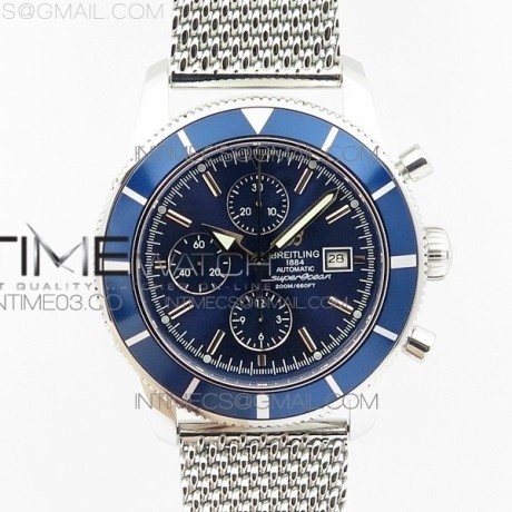 브라이틀링 슈퍼오션 44MM 스틸 블루베젤 블루다이얼 브레이슬릿 SUPEROCEAN A13312 44MM BLUE BEZEL BLUE DIAL ON SS BRACELET A7750