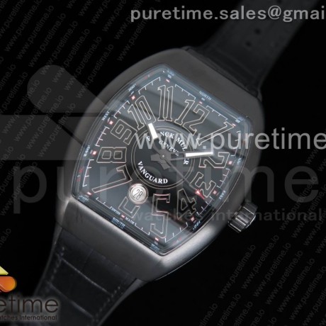 TF공장 프랭크뮬러 뱅가드 V45 DLC블랙케이스 블랙다이얼 가죽스트랩 VANGUARD V45 DLC BLACK DIAL ON BLACK GUMMY STRAP A2892
