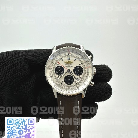 AI공장 브라이틀링 내비타이머 스틸 화이트다이얼  가죽스트랩