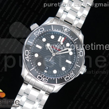 VS공장 오메가 씨마스터 다이버 300M 스틸 블랙다이얼 브레이슬릿 2018 Seamaster Diver 300M VSF 1:1 Best Edition Black Ceramic Black Dial on SS Bracelet A8800 V2 (Black Balance Wheel)