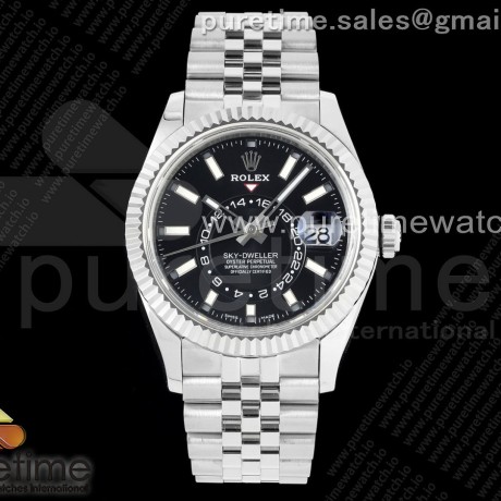 Noob공장 롤렉스 스카이드웰러 스틸 블랙다이얼 쥬빌레브레이슬릿 Skydweller SS Noob Best Edition Black Dial on SS Jubilee Bracelet A23J 눕
