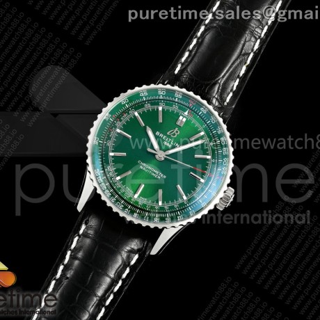 TF공장 브라이틀링 내비타이머 41 그린다이얼 블랙가죽스트랩 Navitimer 41 SS TF 1:1 Best Edition Green Dial on Black Leather Strap A2824