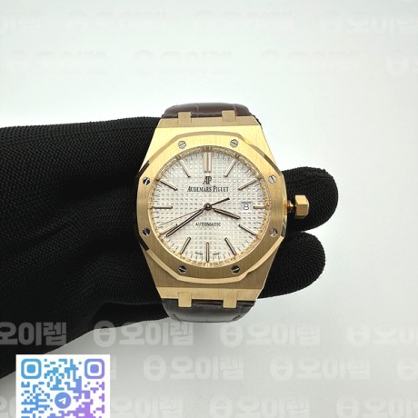 APS공장 오데마피게 로얄오크 15400 로즈골드금통 실버다이얼 브라운가죽스트랩 텅스텐 Royal Oak 41mm 15400 RG APSF 1:1 Gain Weight Best Edition Silver Dial on Brown Leather Strap SA3120 Super Clone V4