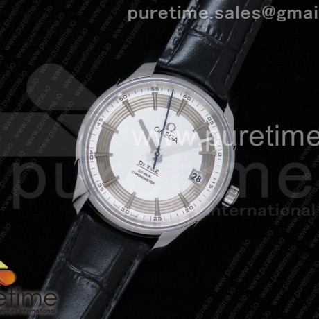 AC공장 오메가 드빌 아워비전 41MM 스틸 화이트다이얼 가죽스트랩 De Ville Hour Vision 41mm SS White Dial on Black Leather Strap A23J