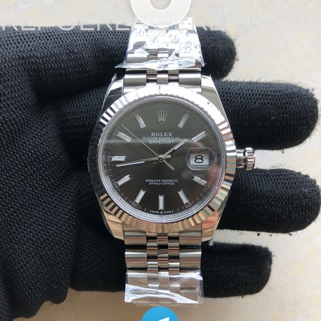 NTF공장 롤렉스 데이저스트 41 스틸 그레이다이얼 플루티드베젤 쥬빌레브레이슬릿 다크로듐 DateJust 41 126334 NTF 1:1 Best Edition 904L Steel Gray Stick Dial on Jubilee Bracelet VR3235