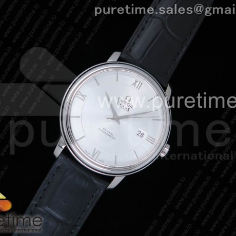 w공장 오메가 드빌 스틸 실버선레이다이얼 가죽스트랩 De Ville SS Silver Dial SS Markers on Black Leather Strap A2824 V3