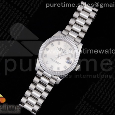 GM공장 롤렉스 데이저스트 31 실버다이얼 브레이슬릿 DateJust 31 Ladies 278289 GMF 316L Steel Silver Dial Diamonds Markers on President Syle Bracelet