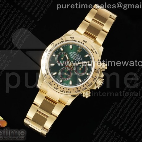 OM공장 롤렉스 스틸 데이토나 옐로우골드금통 그린다이얼 브레이슬릿 Daytona 116508 YG OMF Best Edition Green Dial on YG Bracelet A7750 (Slim Movement)