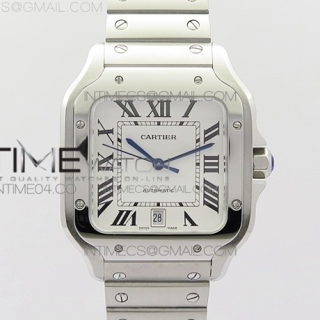 KOR공장 까르띠에 산토스 드 까르띠에 라지 브레이슬릿 SANTOS DE CARTIER LARGE 2018 WHITE DIAL ON SS BRACELET MIYOTA 9015