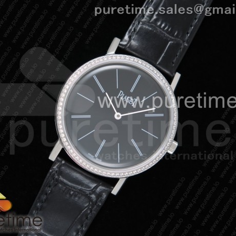 OX공장 피아제 알티플라노 스틸 블랙다이얼 다이어베젤 가죽스트랩 Altiplano Watch SS Black Dial Diamonds Bezel on Black Leather Strap MIYOTA 9015