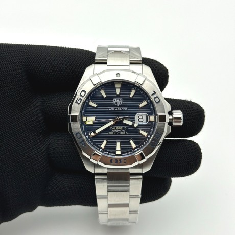 OX공장 태그호이어 아쿠아레이서 칼리버5 43MM 스틸 블루다이얼 브레이슬릿 Aquaracer Calibre 5 SS 43mm SS Bezel Blue Dial on SS Bracelet SW200