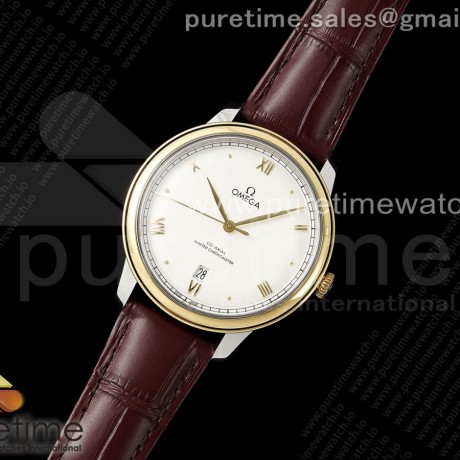 MK공장 오메가 드 빌 옐로우금통 화이트다이얼 로만인덱스 브라운가죽스트랩 De Ville Date YG MKF 1:1 Best Edition White Dial Roman Marker on Brown Leather Strap A8800
