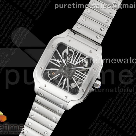TWF공장 산토스 스켈레톤 스틸 블랙다이얼 브레이슬릿 Santos skeleton SS TWF Best Edition Skeleton Dial on SS Bracelet Ronda Quartz