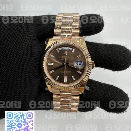 GM공장 롤렉스 데이데이트 40 로즈골드금통 브라운다이얼 바게트인덱스 프레지던트브레이슬릿 텅스텐 2836