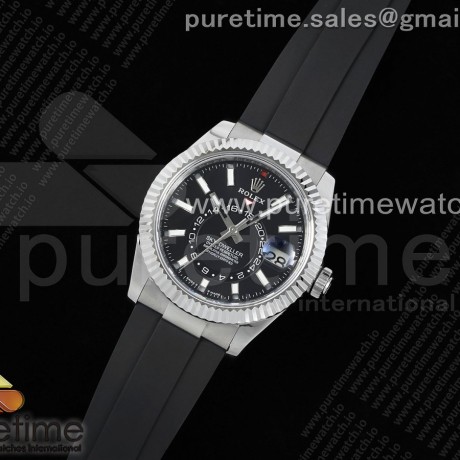 Noob공장 롤렉스 스카이드웰러 스틸 블랙다이얼 러버스트랩  Skydweller SS Noob Best Edition Black Dial on Oysterflex Strap A23J 눕