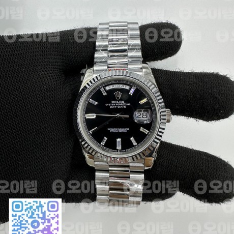 GM공장 롤렉스 데이데이트 40 스틸 블랙다이얼 바게트인덱스 프레지던트브레이슬릿 텅스텐 2836