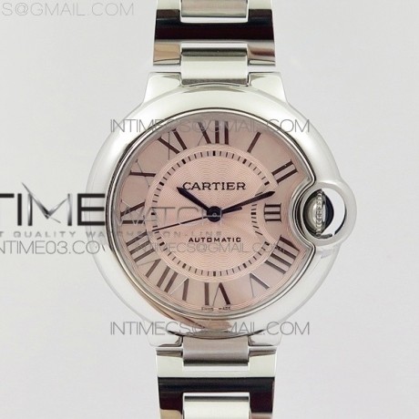 AF공장 까르띠에 발롱블루 33MM 스틸 핑크다이얼 브레이슬릿 BALLON BLEU 33MM SS PINK TEXTURED DIAL ON SS BRACELET CAL.076