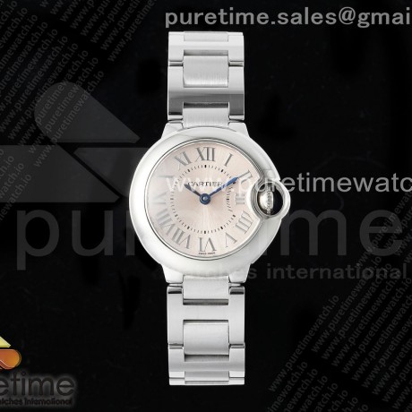 AF공장 까르띠에 발롱블루 28mm 핑크다이얼 브레이슬릿Ballon Bleu Ladies 28mm SS AF 1:1 Best Edition Pink Dial Bezel on SS Bracelet Ronda Quartz