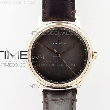 CY공장 제니스 엘리트 로즈골드금장 브라운다이얼 가죽스트랩 ELITE RG BROWN DIAL ON BROWN LEATHER STRAP MIYOTA 9015 TO ELITE 6150