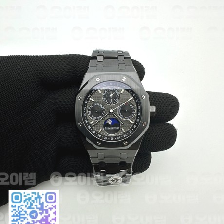 APS공장 오데마피게 로얄오크 퍼페츄얼캘린더 풀블랙세라믹 브레이슬릿 Royal Oak Perpetual Calendar 26579CE Black Ceramic APSF Best Edition on Black Ceramic Bracelet A5134 V3