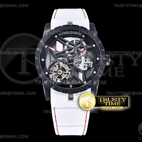 BBR공장 엑스칼리버 스파이더 카본 투어빌론 스켈레톤다이얼 러버스트랩 Excalibur Spider Carbon Flying Tourb Wht CF/RU Blk BBR