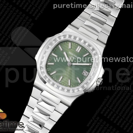PPF공장 파텍필립 노틸러스 5711 그린다이얼 브레이슬릿 Nautilus 5711/1A PPF 1:1 Best Edition Green Textured Dial T Diamonds Bezel on SS Bracelet 324CS V4 PP공장