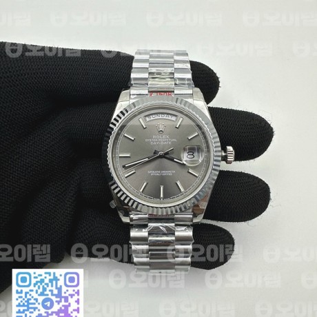 GM공장 롤렉스 데이데이트 40 스틸 그레이다이얼 프레지던트브레이슬릿 텅스텐 2836 DDay Date 40 GMF 1:1 Best Edition 904L Steel Grey Dial Stick Markers on Bracelet A2836（Tungsten Heavy Version）