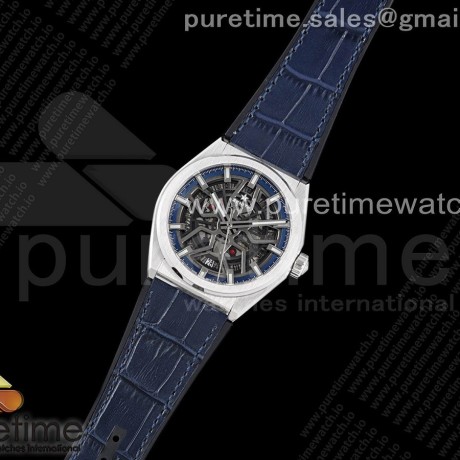 LF공장 제니스 클레식 블루다이얼 거미스트랩 Defy Classic LF 1:1 Best Edition Skeleton Blue Dial on Blue Gummy Strap A2892