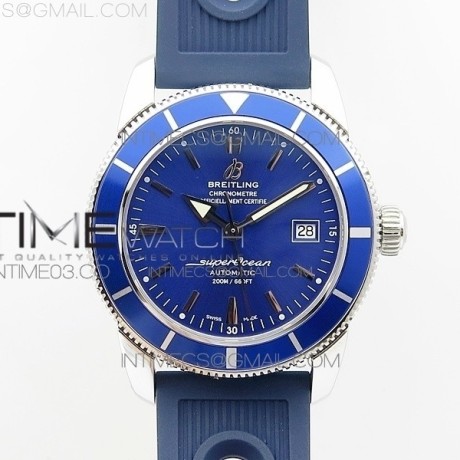 OM공장 브라이틀링 슈퍼오션 42MM 스틸 블루다이얼 블루인서트 러버스트랩 SUPEROCEAN 42MM A17321 SS  BLUE DIAL BLUE BEZEL ON BLUE RUBBER STRAP A2824(FREE RUBBER STRAP WITH BUCKLE)
