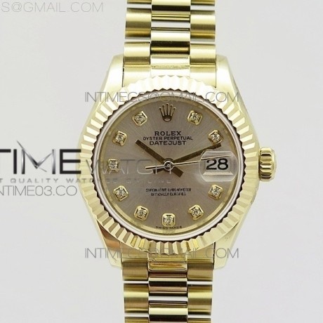 BP공장 롤렉스 데이저스트 28mm 옐로우골드금장 화이트실버다이얼 브레이슬릿  DATEJUST 28MM YG DIAMOND BEZEL WHITE SILVER DIAL ON YG BRACELET ETA2671