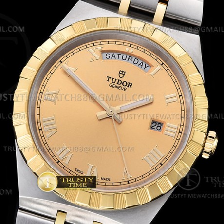 V7공장 튜더 로얄 28603 옐로우골드콤비 골드다이얼 로만인덱스 브레이슬릿  Tudor Royal 28603 41mm YG/SS Gold/Rmn V7F A2836