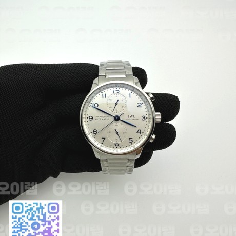 AZ공장 IWC 포르투기저 화이트다이얼 브레이슬릿 3716 Portuguese Chrono IW3716 SS AZF 1:1 Best Edition White Dial Blue Markers on SS Bracelet A69355