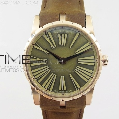 RD공장 로져드뷔 엑스칼리버 42MM 로즈골드 브론즈다이얼 가죽스트랩 EXCALIBUR 42MM DBEX0050 RG  BRONZE DIAL ON BROWN LEATHER STRAP A830