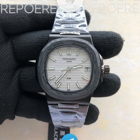 DIW공장 파텍필립 노틸러스 5711 화이트다이얼 카본베젤 카본브레이슬릿 Nautilus Jumbo 5711 CF/CF White/Stk DIWF A324