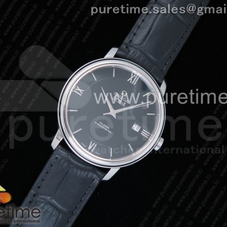 w공장 오메가 드빌 스틸 블랙다이얼 가죽스트랩 De Ville SS Black Dial on Black Leather Strap A2824 V3