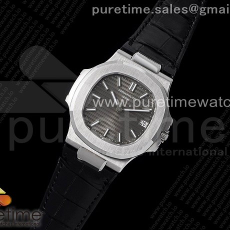 3K공장 파텍필립 노틸러스 그레이다이얼 가죽스트랩 Nautilus 5711 SS 3KF 1:1 Best Edition Gray Textured Dial on Black Leather Strap A324 Super Clone V2