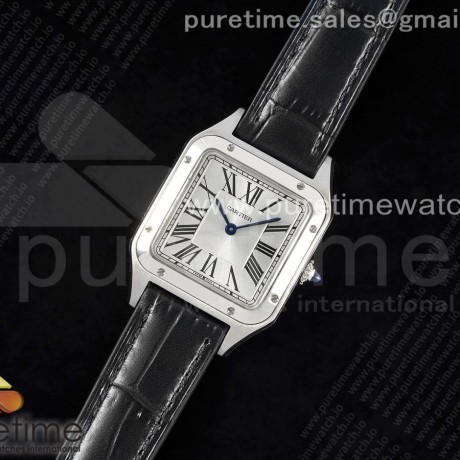 F1공장 까르띠에 산토스 뒤몽 27.5 스틸 실버다이얼 블랙가죽스트랩 Santos Dumont 27.5mm IWSF Best Edition Silver Dial on Black Leather Strap Quartz