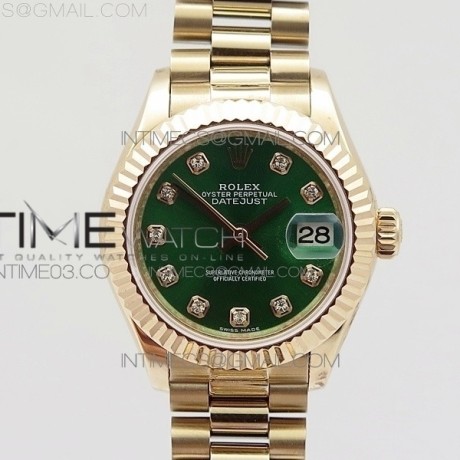 BP공장 롤렉스 데이저스트 28mm 로즈골드금장 그린다이얼 브레이슬릿 DATEJUST 28MM RG DIAMOND BEZEL GREEN DIAL ON RG BRACELET ETA2671