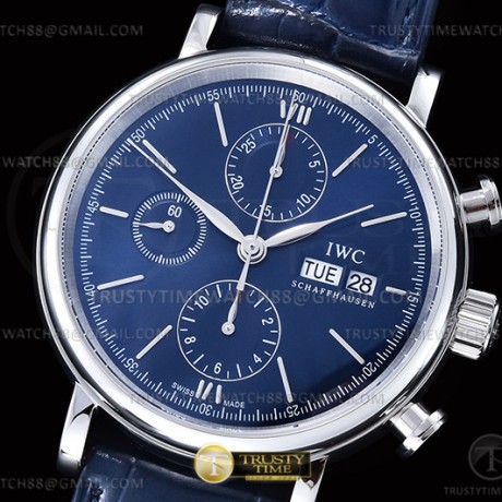 TW공장 IWC 포르토피노 크로노 스틸 블루다이얼 가죽스트랩 Portofino Chrono IW3910 SS/LE Blue/SS Stk TWF A7750