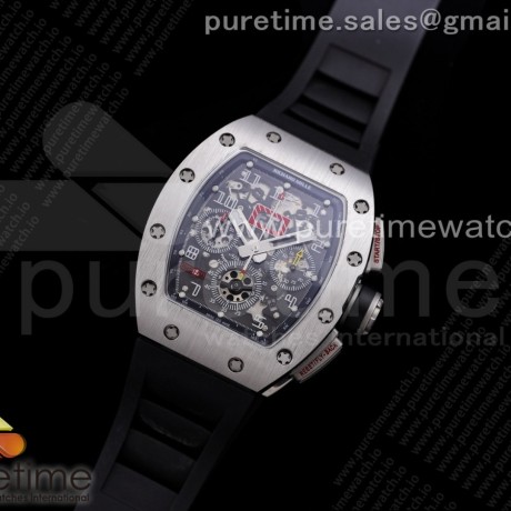 KU공장 V3 RM011 크리스탈다이얼 러버 RM011 SS Chrono Best Edition Crystal Dial Black on Black Rubber Strap A7750 V3