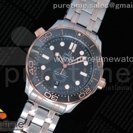 VS공장 오메가 씨마스터 다이버 300M 로즈골드콤비 블랙다이얼 브레이슬릿 2018 Seamaster Diver 300M SS/RG VSF 1:1 Best Edition RG Bezel Black Dial on SS/RG Bracelet A8800