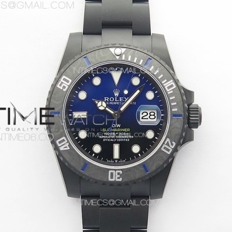 VS공장 롤렉스 서브마리너 DiW커스텀 블루그라데이션다이얼 브레이슬릿 Submariner DIW DLC Sandblasted VSF 1:1 Best Edition Black/Blue Dial on DLC Bracelet VS3135