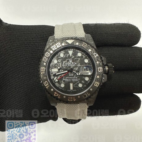 DIW공장 롤렉스 GMT마스터 커스텀 카본케이스 카본다이얼 화이트나일론스트랩 GMT Carbon DIWF Best Edition Black Carbon Dial on White Nylon Strap SA3285 CHS V2