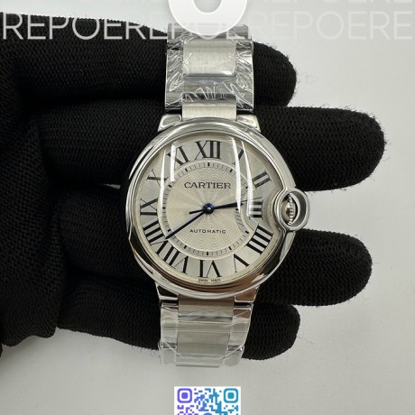 3K공장 까르띠에 발롱블루 36 오토메틱 스틸 화이트다이얼 브레이슬릿 Ballon Bleu 36mm SS 3KF 1:1 Best Edition White Dial on SS Bracelet A076
