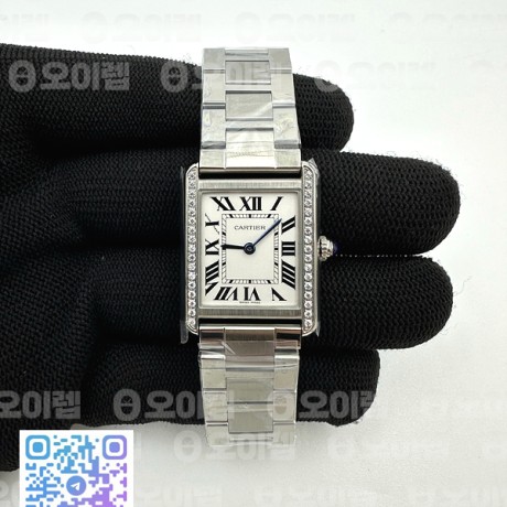 K11공장 24mm 까르띠에 탱크솔로 스틸 다이아몬드베젤 브레이슬릿 TANK SOLO LADIES 24MM SS DIAMOND BEZEL  WHITE DIAL ON SS BRACELET RONDA QUARTZ