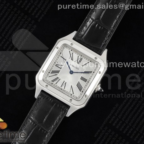 F1공장 까르띠에 산토스 뒤몽 31.4 스틸 실버다이얼 블랙가죽스트랩 Santos Dumont 31.4mm IWSF Best Edition Silver Dial on Black Leather Strap Quartz