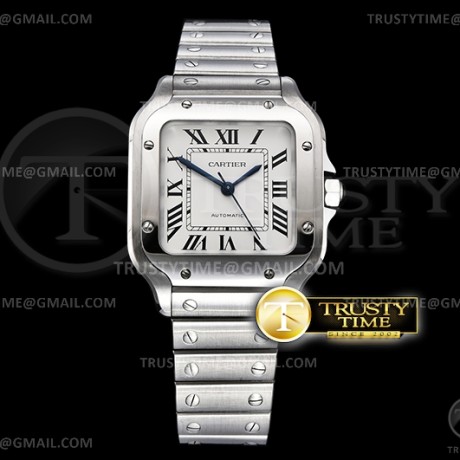 3K공장 까르띠에 산토스 미디움 35 화이트다이얼 스마트링크브레이슬릿 Santos De Cartier 35mm Mens SS/SS White 3KF MY9015