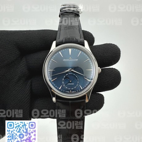 ZF공장 예거르쿨트르 마스터 울트라씬 문페이즈 스틸 블루다이얼 블랙가죽스트랩 Master Ultra Thin Moon 1368420 SS ZF 1:1 Best Edition Blue Dial on Black Leather Strap V3 SA925 Super Clone (Free rubber straps and a tool)