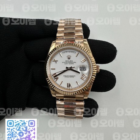 GM공장 롤렉스 데이데이트 40 로즈골드금통 화이트다이얼 로만인덱스 프레지던트브레이슬릿 텅스텐 3255